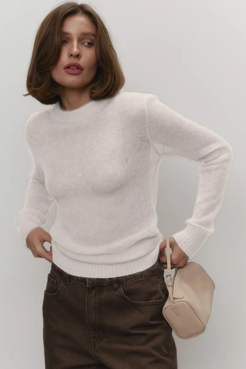 Mohair Round Neck Knit Top Secondary image