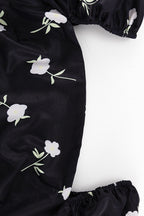 Off Shoulder Puff Sleeve Slim Floral Dress