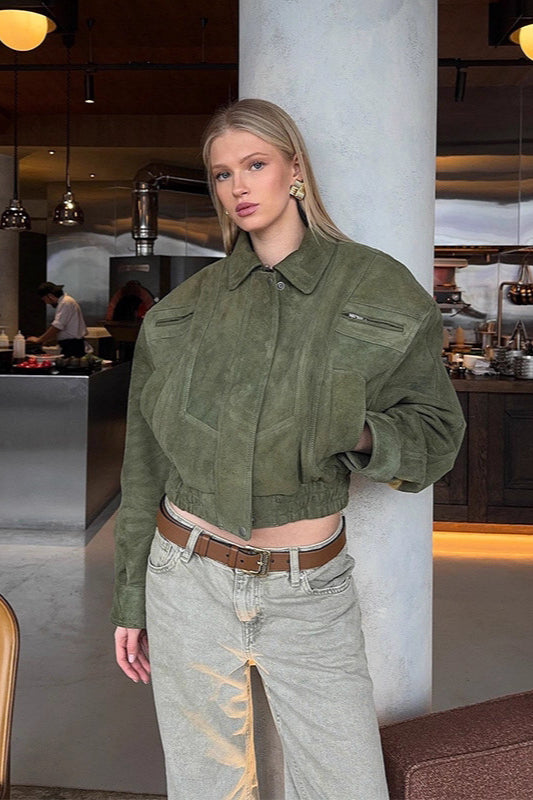 Vintage Cropped Utility Jacket Green / S Main image