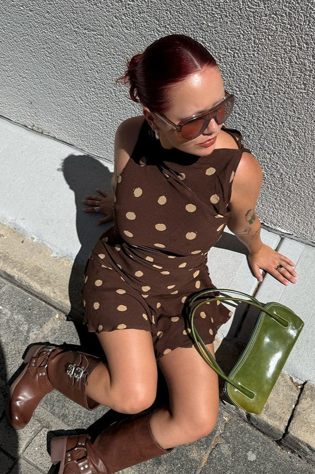 Polka Dot Ruched Bodycon Mini Dress Main image