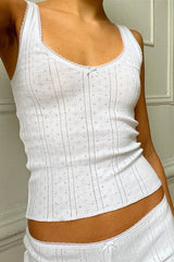 Cotton Blend Lace Trim Sleeveless Cami Shorts Set