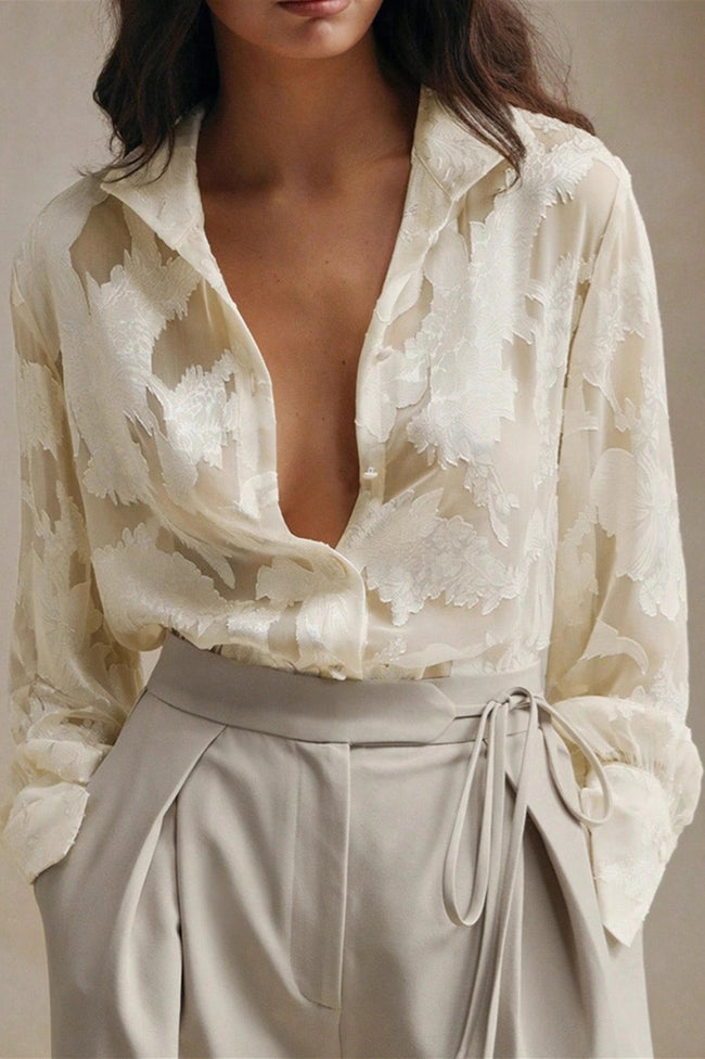 Casual Jacquard Turtleneck Blouse Main image