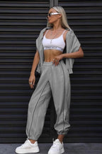 Graphic Line Sweatshirt Two Piece Set