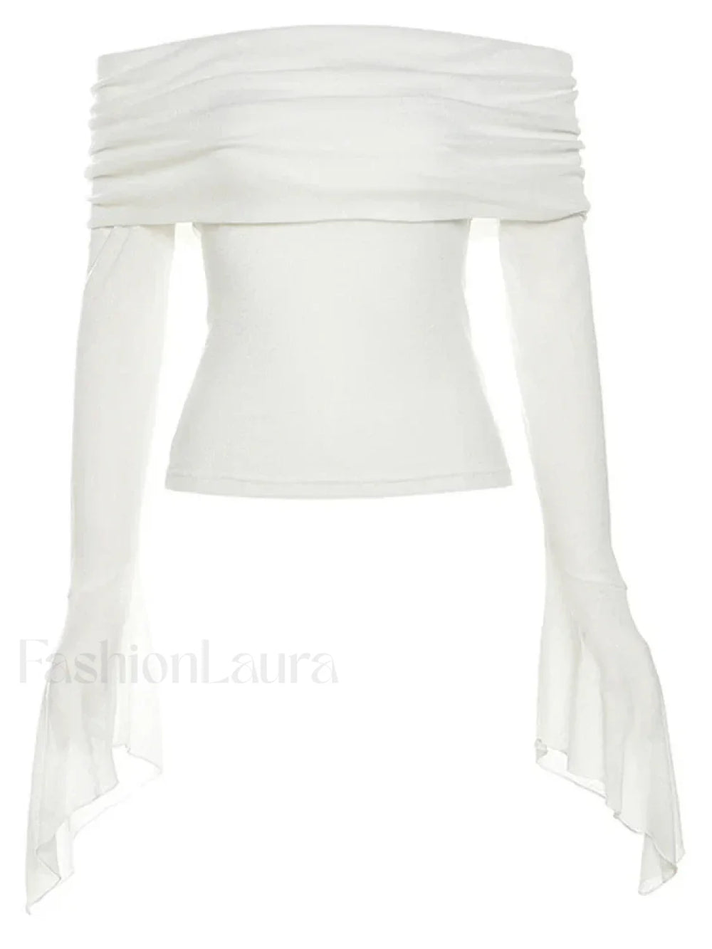 Aesthetic Slash Neck Long Sleeve Tee