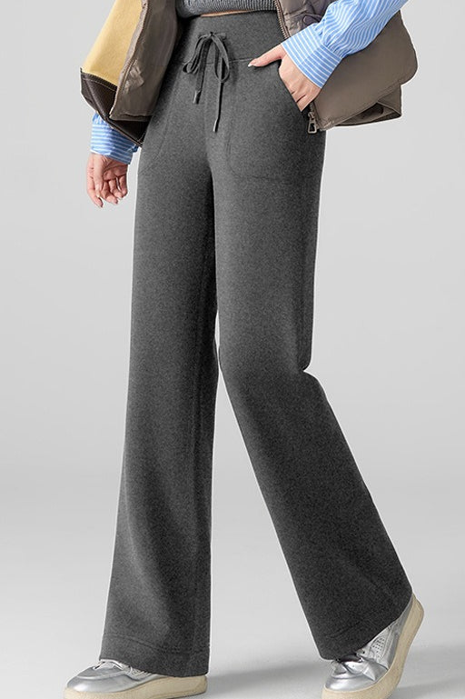 Fleece Lined Thermal Draping Lounge Straight Leg Knit Pants Main image