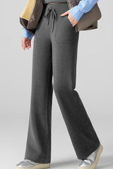 Fleece Lined Thermal Draping Lounge Straight Leg Knit Pants