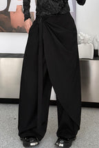 Minimalist Asymmetrical Belt Wide Leg Pants