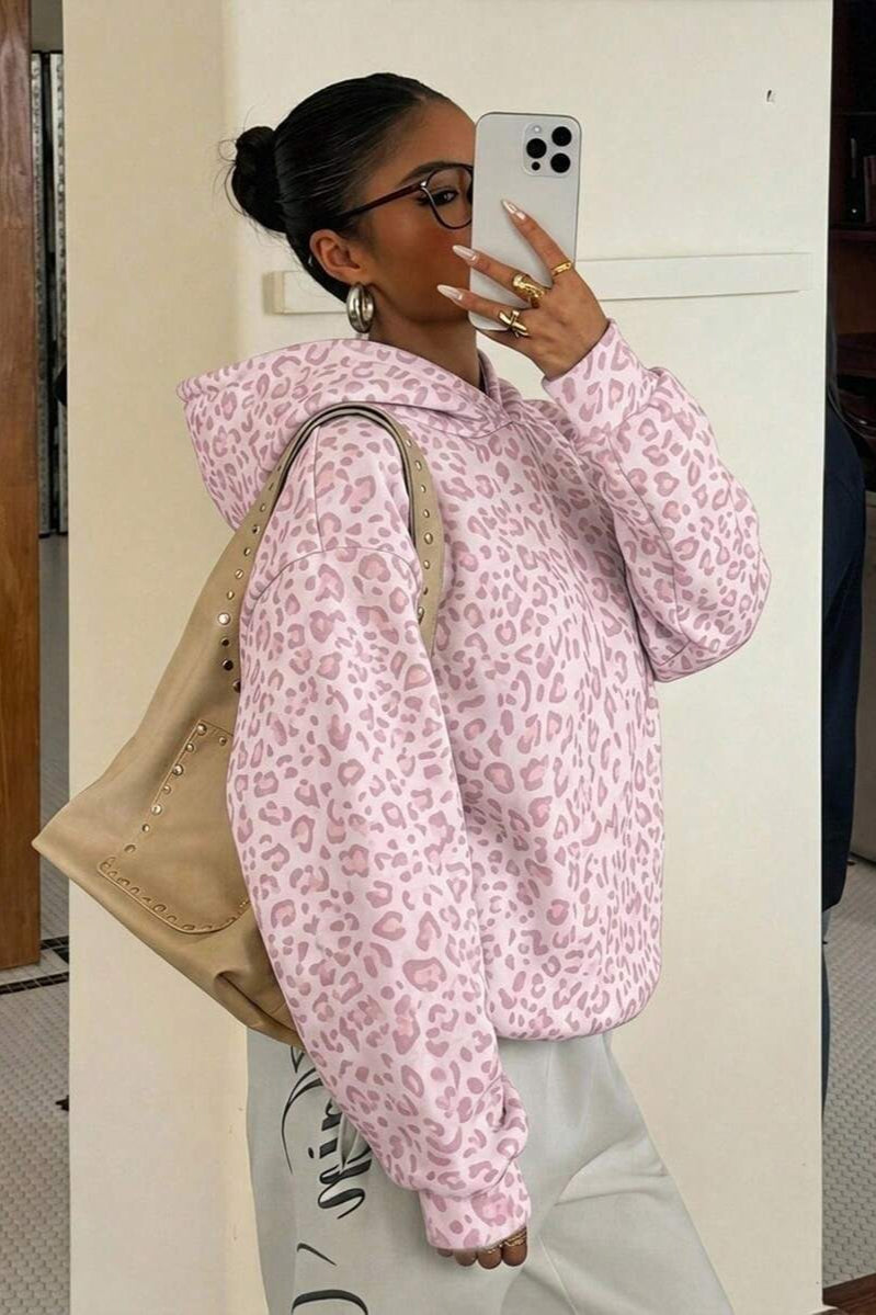 Leopard Print Loose Long Sleeve Casual Hoodie Secondary image