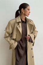 Long Cotton Vintage Tied Relaxed Overcoat
