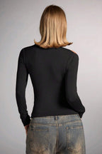Black Off Shoulder Bodycon Blouse