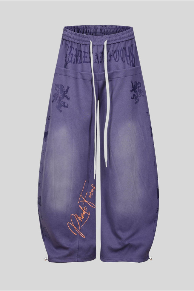 Deconstructed Typography Barrel Leg Sweatpants Main image