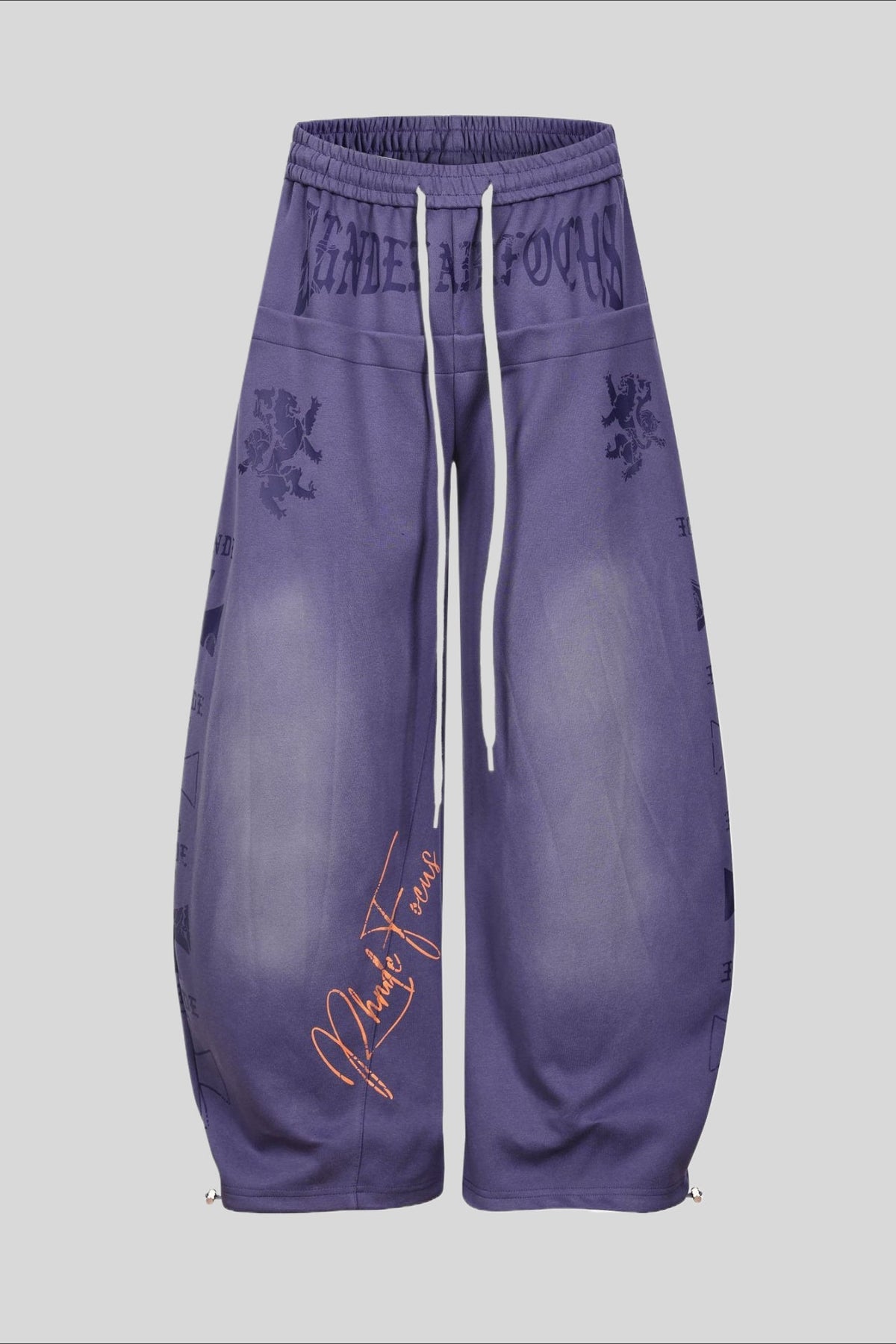 Deconstructed Typography Barrel Leg Sweatpants