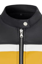 Colorblock PU Cropped Jacket