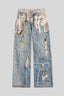 3D Lace Pearl Applique Wide Leg Jeans