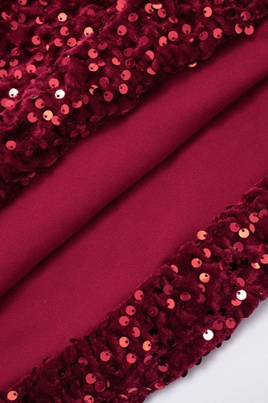 Sequin Draped Scarf Strapless Cocktail Dress