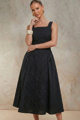 Embroidered Sleeveless Midi Dress