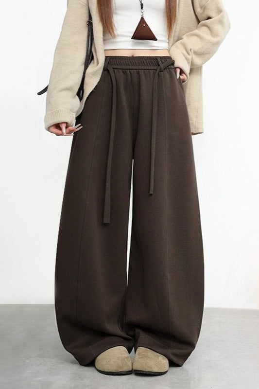 Fleece Lined Curved High Waist Knit Pants Main image