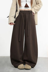 Fleece Lined Curved High Waist Knit Pants