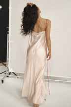 Lace Trim Cami Slit Bodycon Maxi Dress