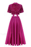 Aisha Sequin Bow Charming Lace Up Set S / Fuchsia
