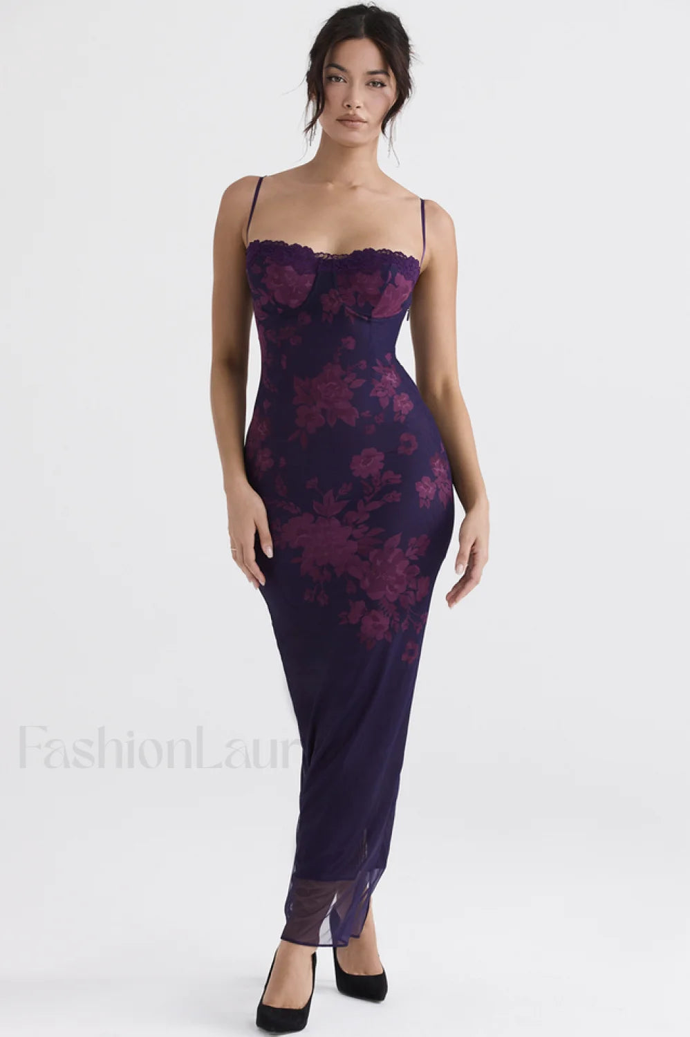 Aiza Purple Stylish Floral Dress XS / Purple