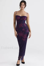 Aiza Purple Stylish Floral Dress XS / Purple