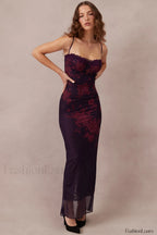 Aiza Purple Stylish Floral Dress