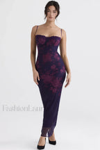Aiza Purple Stylish Floral Dress XS / Purple