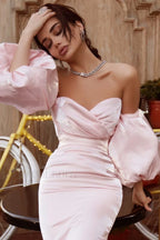 Alexandrine Puff Stylish Sleeve Mini Dress S / Blush