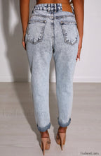 Ali Boyfriend Jeans Trendy Acid Blue Jeans