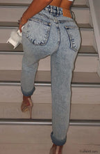 Ali Boyfriend Jeans Trendy Acid Blue Jeans