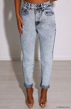 Ali Boyfriend Jeans Trendy Acid Blue Jeans