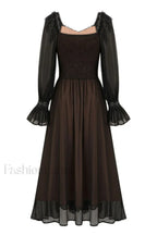 Aliana Floral Hollow Charming Long Sleeve Dress