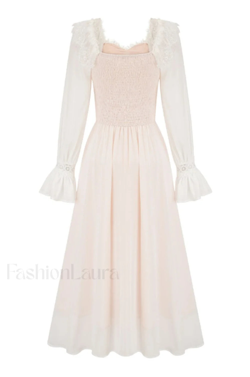 Aliana Floral Hollow Charming Long Sleeve Dress