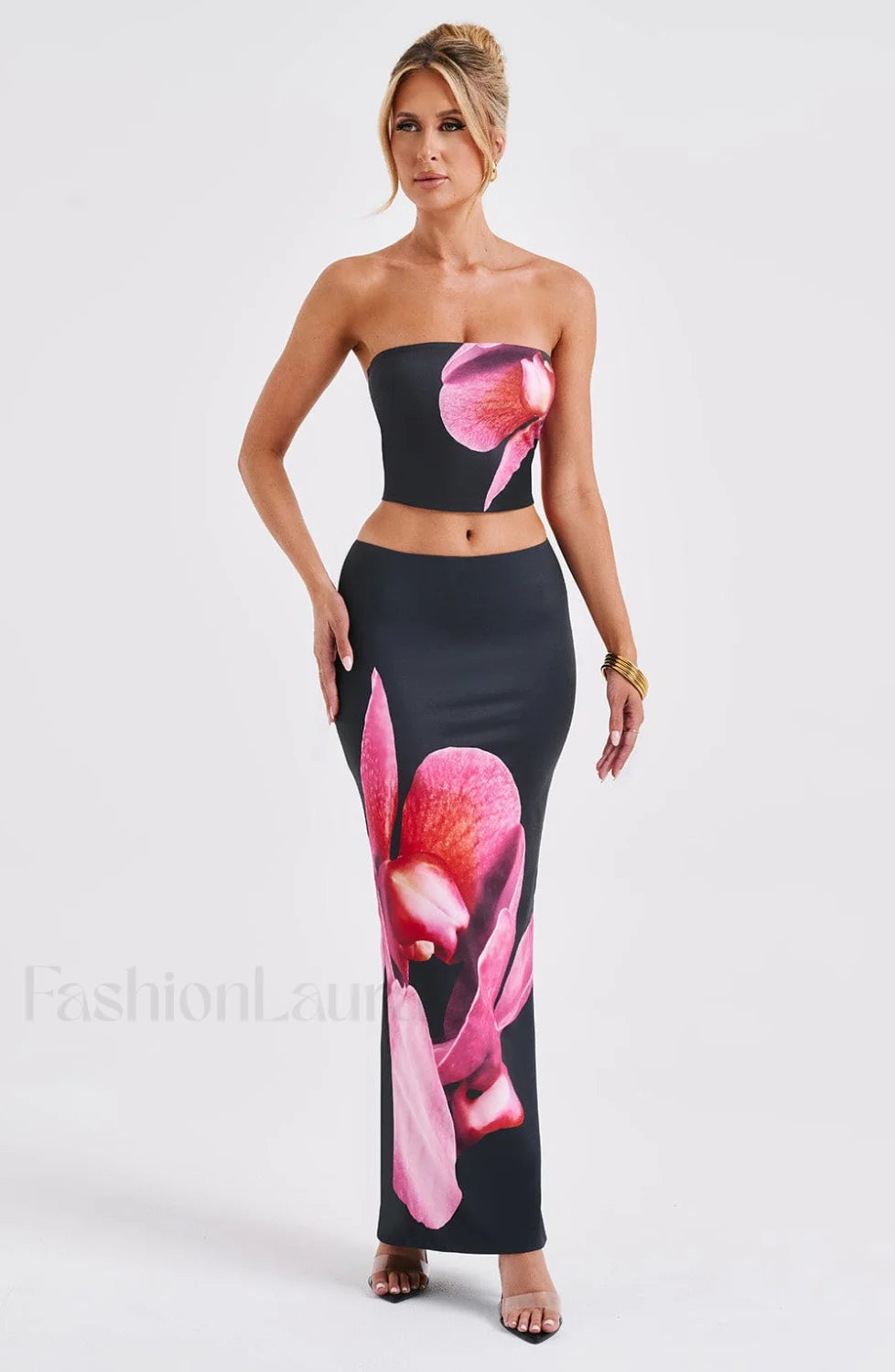 Allegra Maxi Skirt Trendy Black Floral Print Skirt
