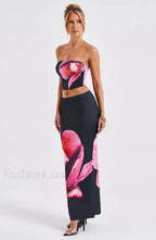 Allegra Maxi Skirt Trendy Black Floral Print Skirt
