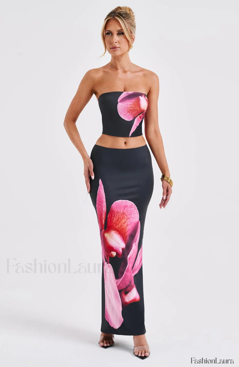 Allegra Maxi Skirt Trendy Black Floral Print Skirt