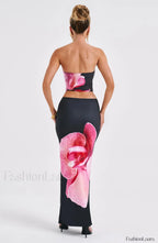 Allegra Maxi Skirt Trendy Black Floral Print Skirt