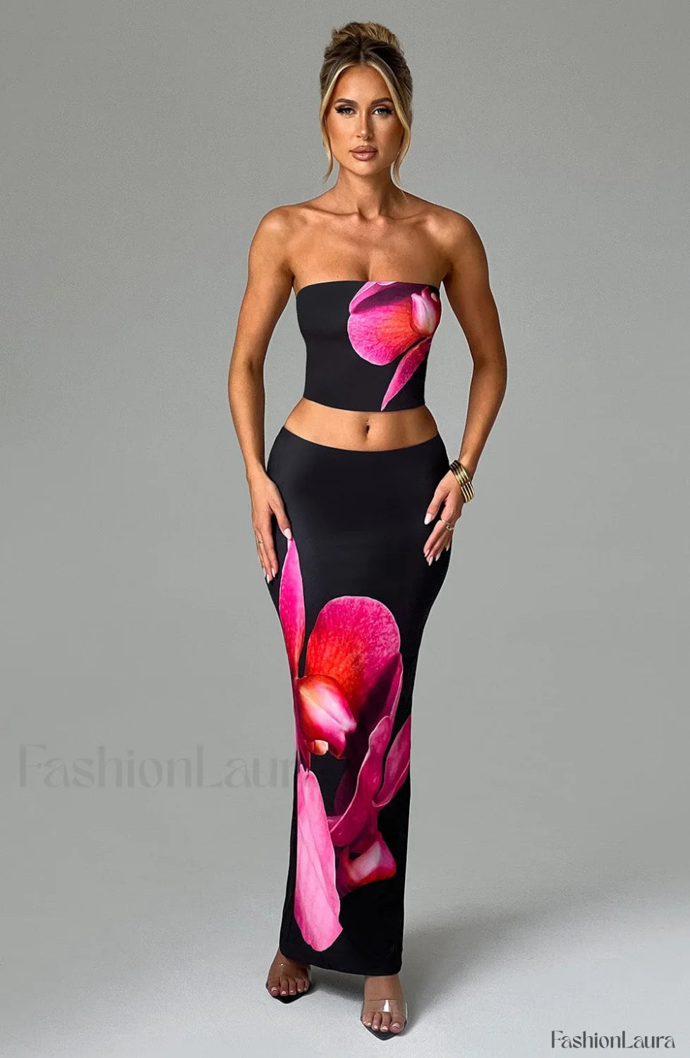 Allegra Maxi Skirt Trendy Black Floral Print XS Skirt