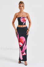 Allegra Top Trendy Black Floral Print Tops