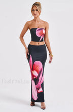 Allegra Top Trendy Black Floral Print Tops