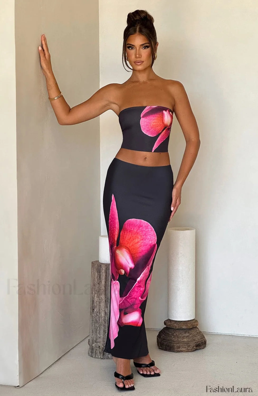 Allegra Top Trendy Black Floral Print Tops