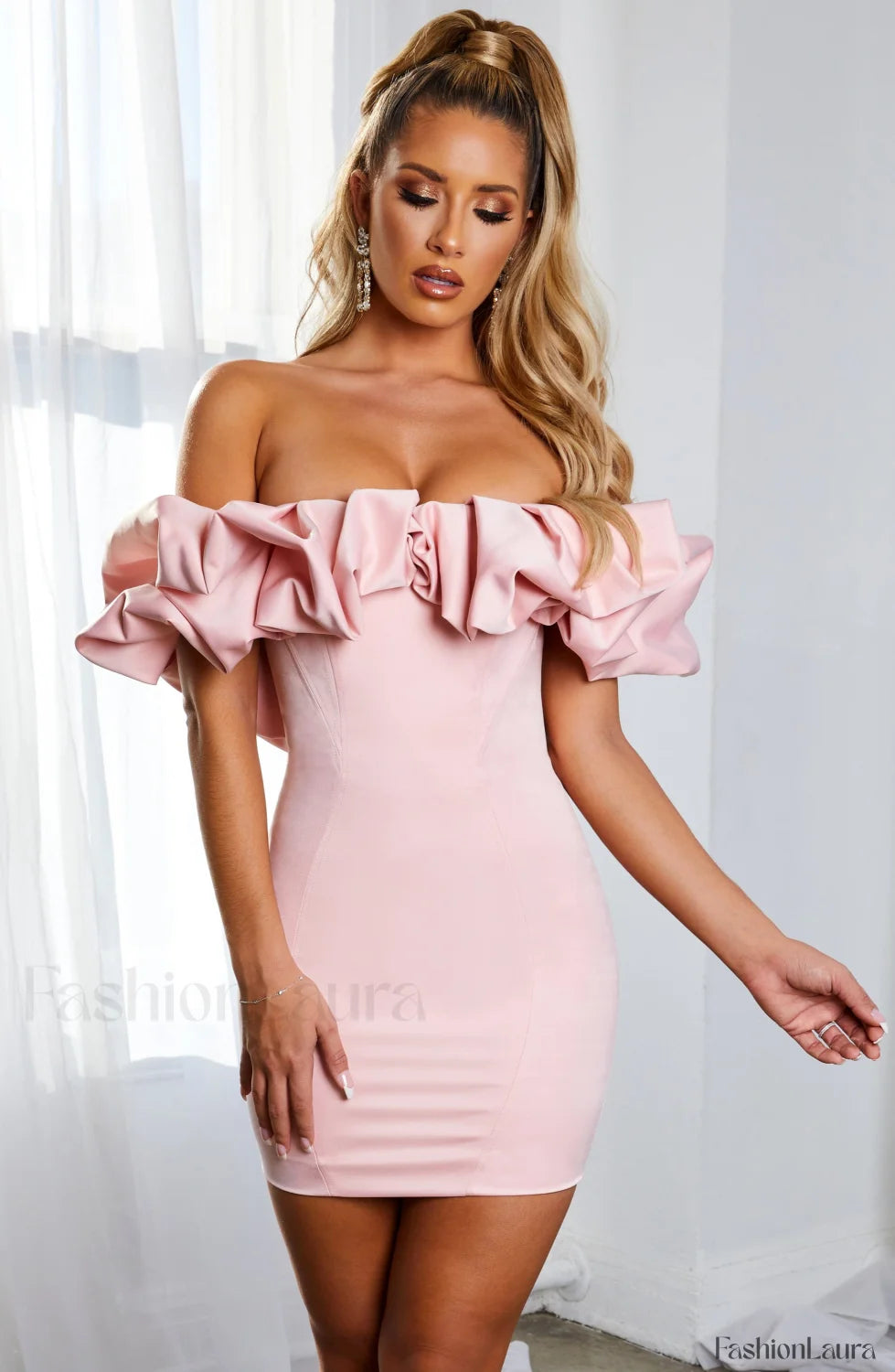 Allie Mini Dress Trendy Baby Pink Dress