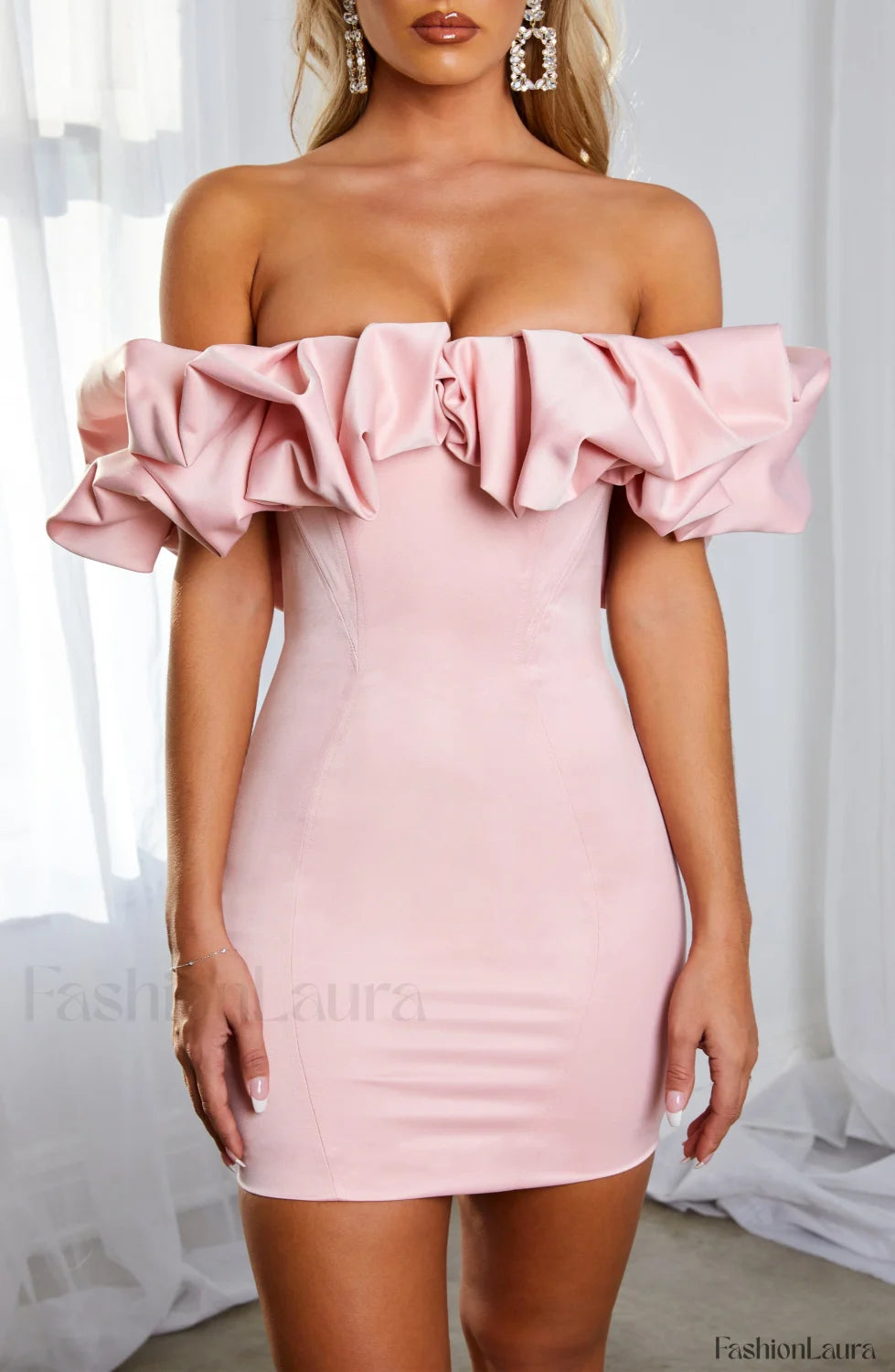 Allie Mini Dress Trendy Baby Pink Dress