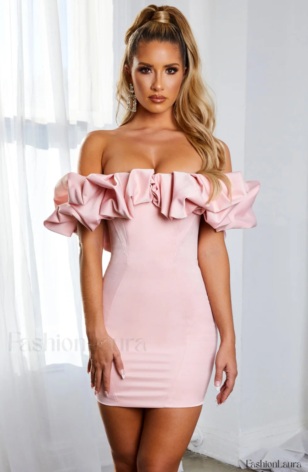 Allie Mini Dress Trendy Baby Pink Dress
