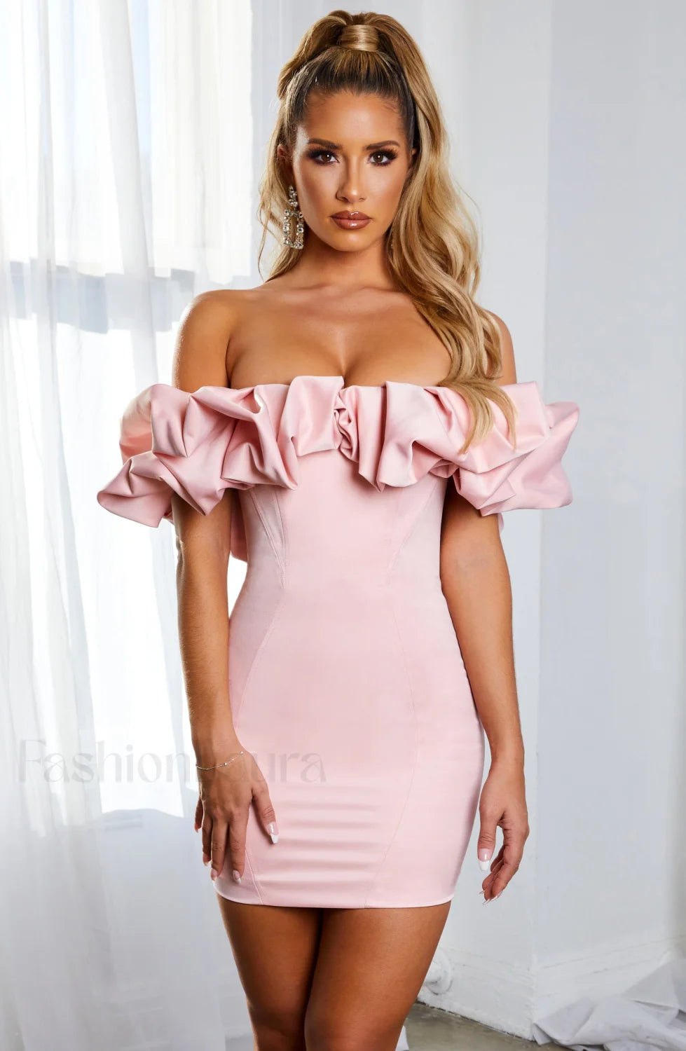 Allie Mini Dress Trendy Baby Pink Dress