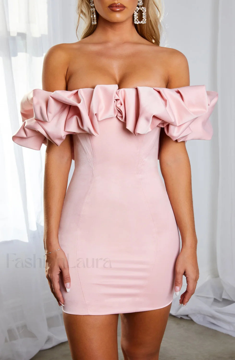 Allie Mini Dress Trendy Baby Pink Dress
