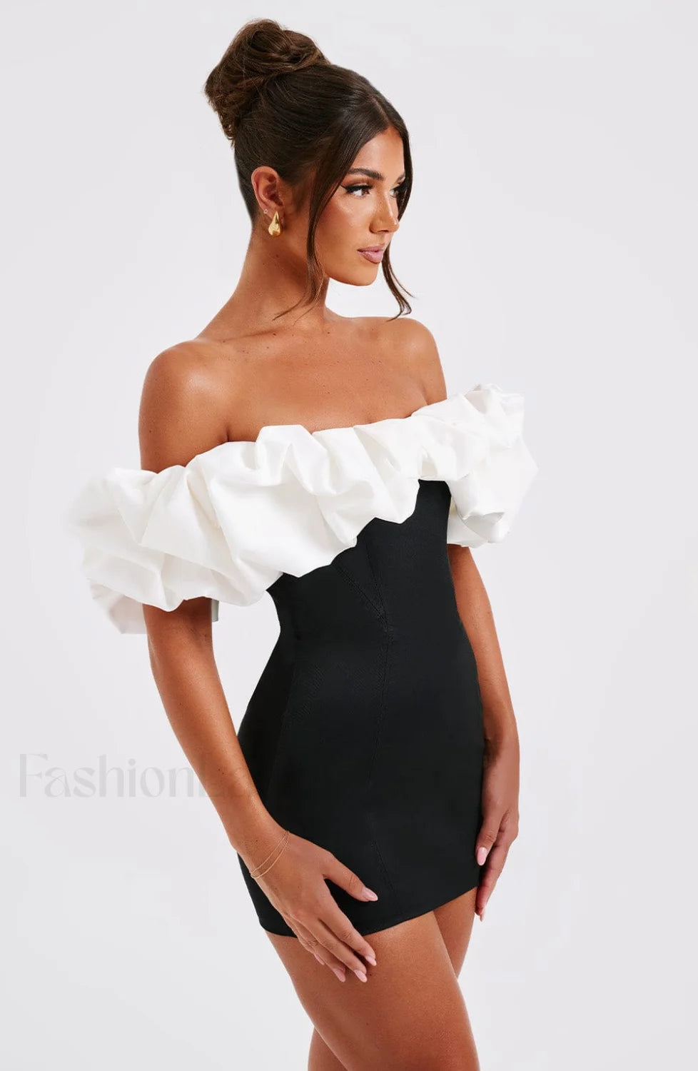 Allie Mini Graceful Dress Black/White Dress
