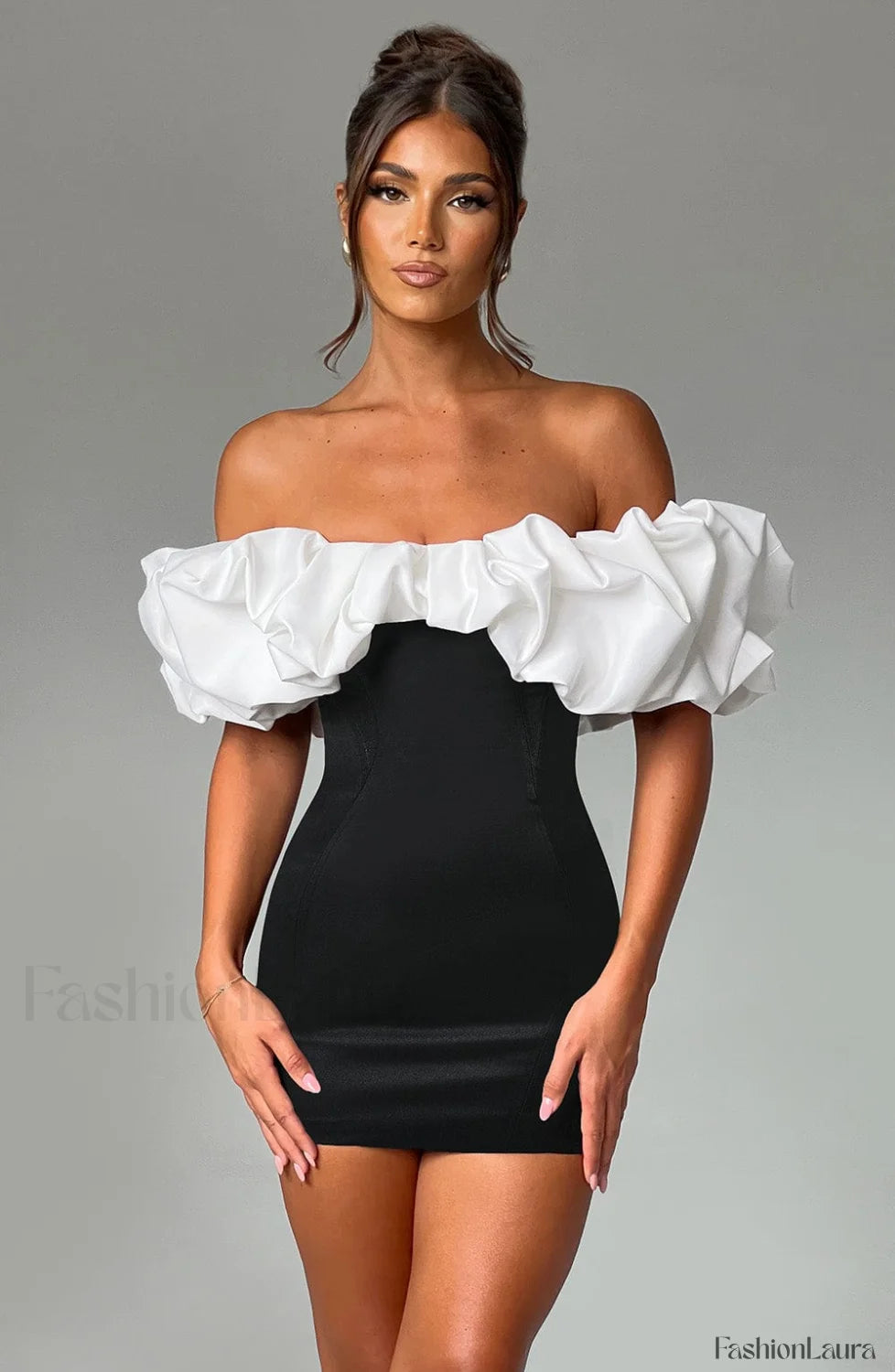 Allie Mini Graceful Dress Black/White Dress