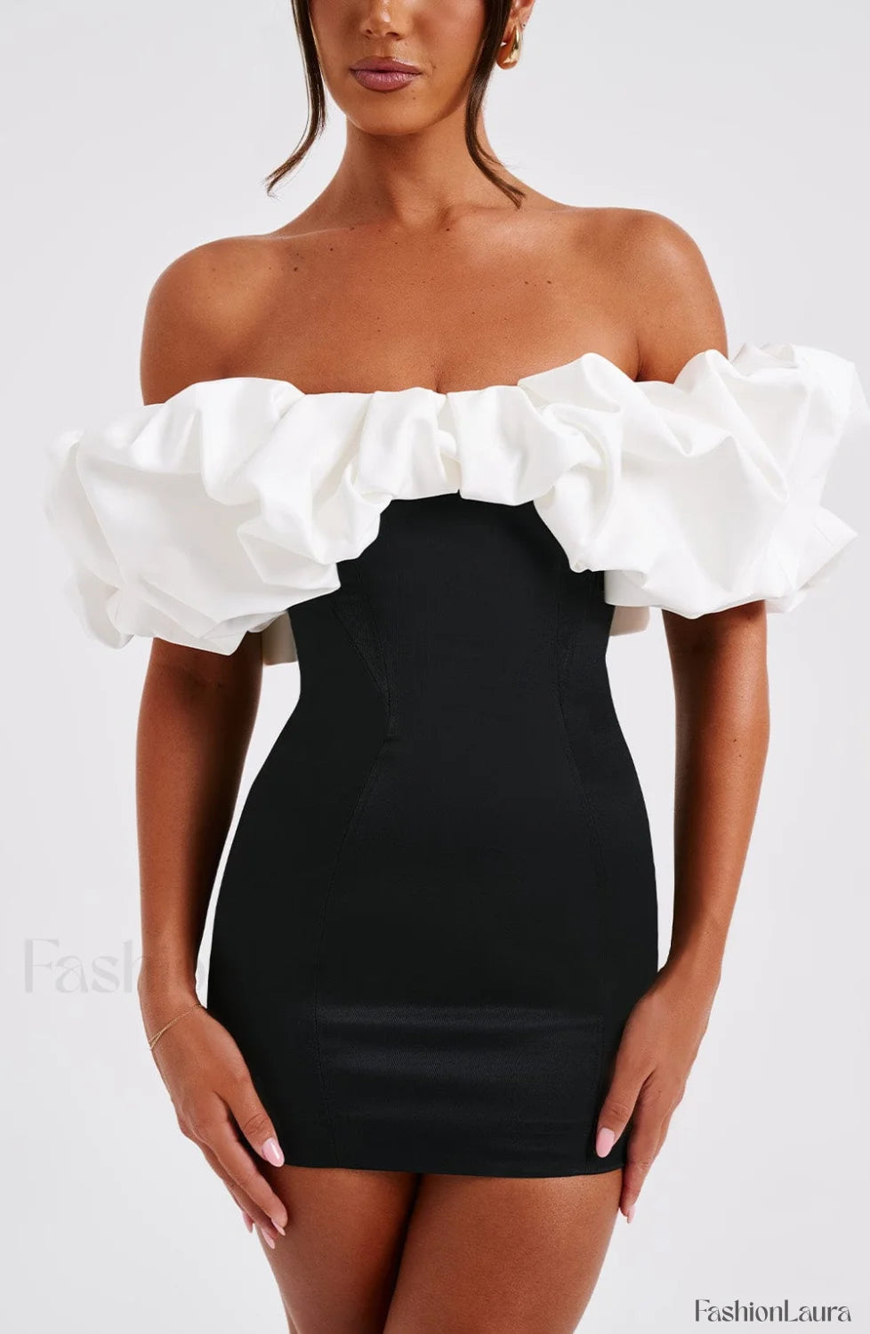 Allie Mini Graceful Dress Black/White Dress